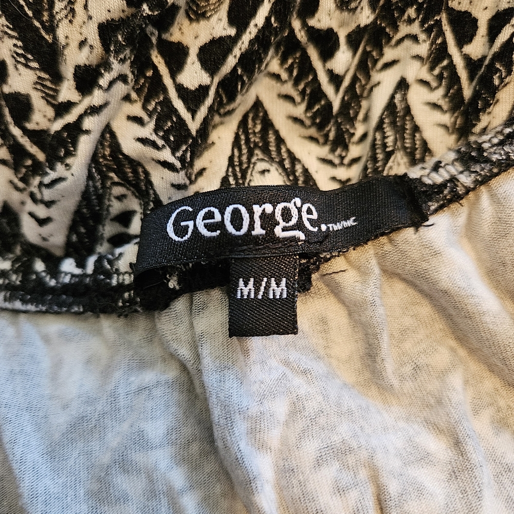 George Black/White Geometric Bardot Dress Size M - Picture 3 of 7